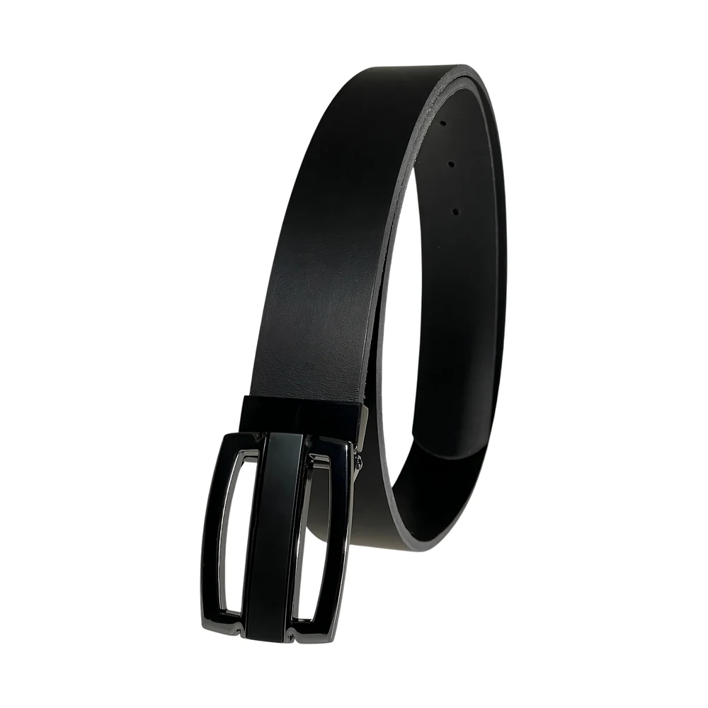 Variani Belt #VAR007, black full-grain leather belt