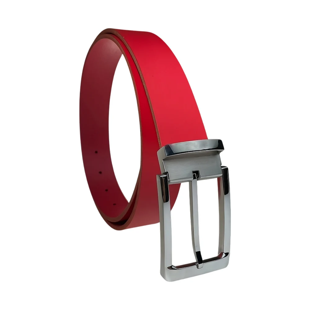 Variani Belt #VAR013, red full-grain leather belt