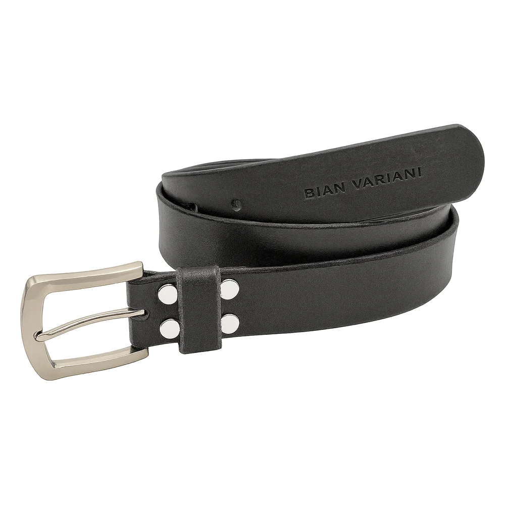 Variani Belt #VAR020, black full-grain leather belt