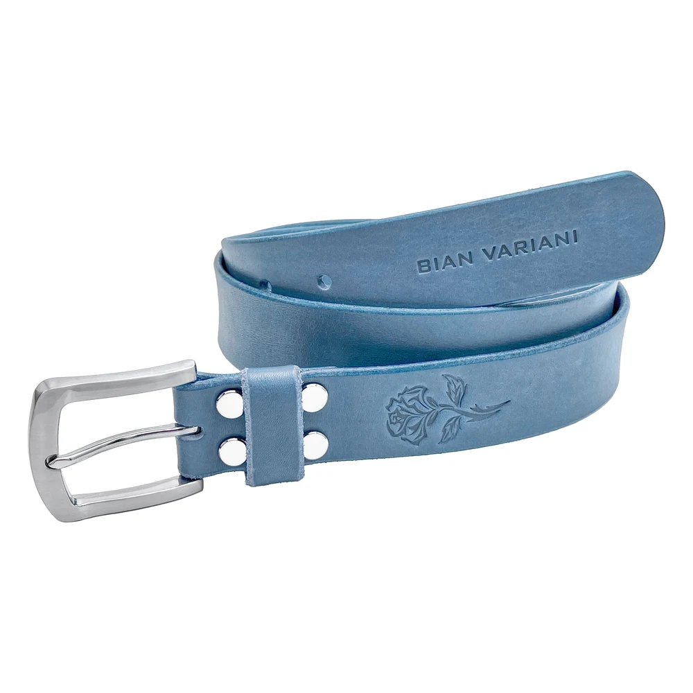 Variani Belt #VAR021, slate blue full-grain leather belt