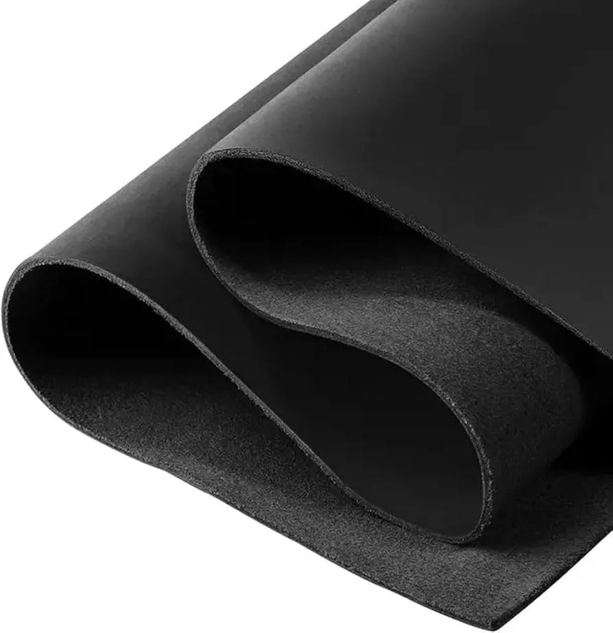 A roll of black full-grain Italian leather before it is cut into belts