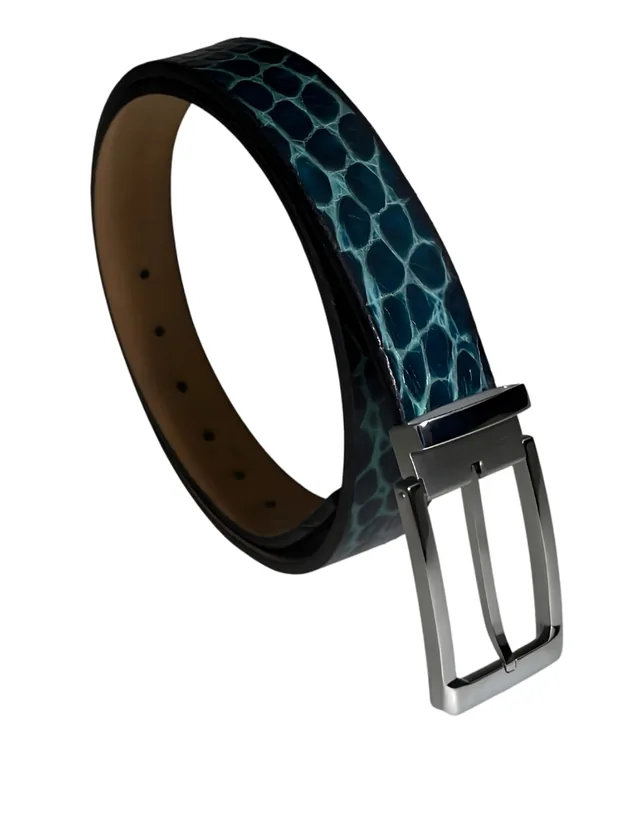 Variani #VAR011 teal full-grain leather belt, Teal Gator