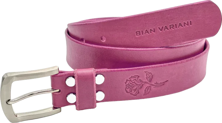 Variani #VAR018 magenta full-grain leather belt, Magenta Rose